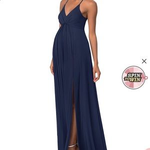Navy blue empire waist maternity dress